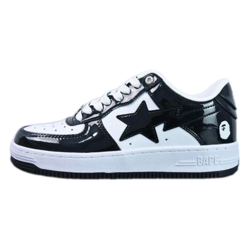 Bathing Ape Bape StaPatent Leather Black White 10.5 2021 Bapesta 'Black' (EUC)
